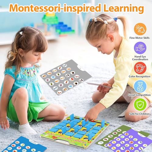 Vinlon Memory Matching Game – Flip to Win Board Game for Kids 3-8, Travel Toys for Road Trips and Airplane
