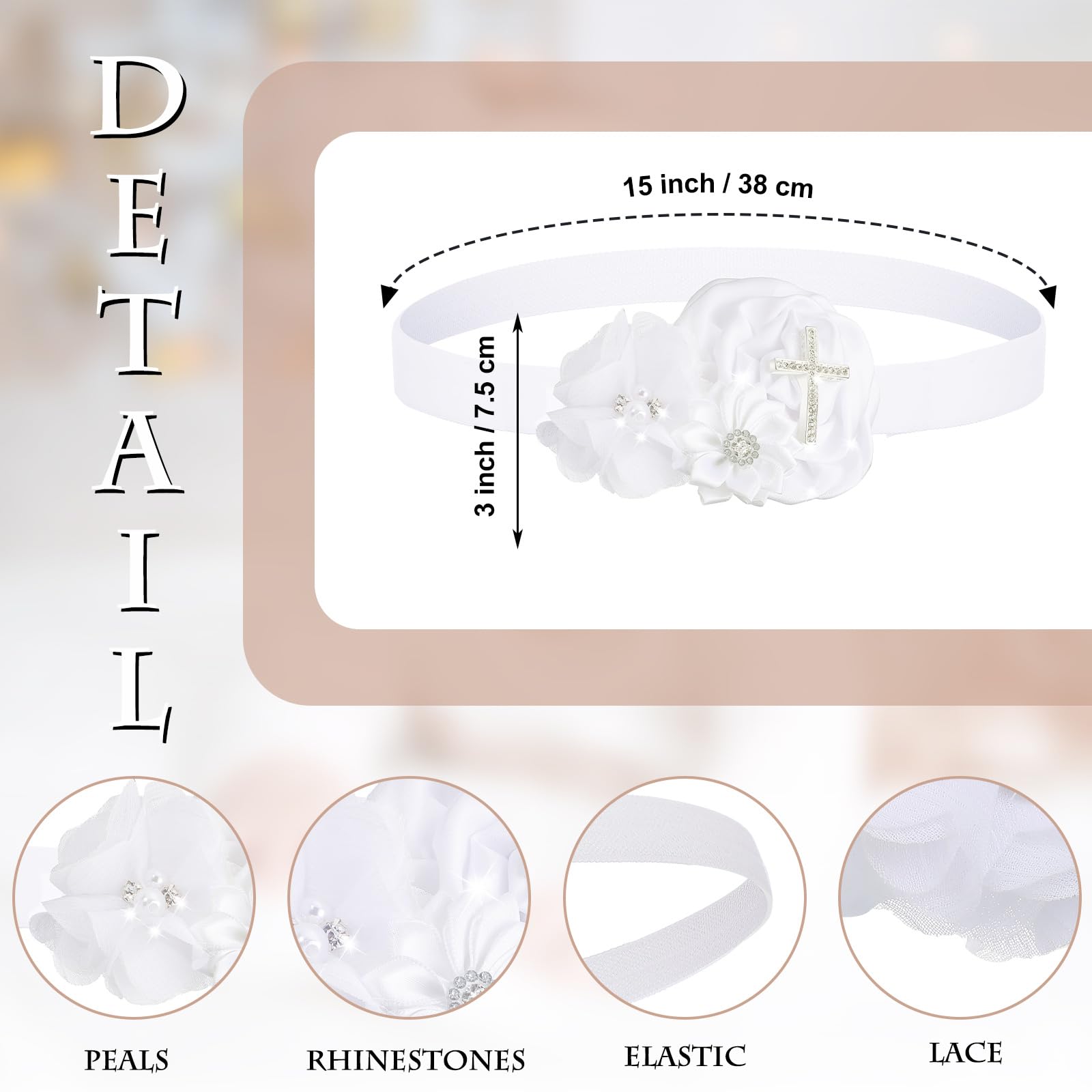 Vinsatin 4-Piece Baby Girl Baptism and Christening Outfit Set with Bib, Shoes, Socks, and Headband