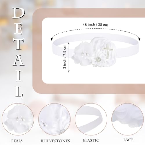 Vinsatin 4-Piece Baby Girl Baptism and Christening Outfit Set with Bib, Shoes, Socks, and Headband