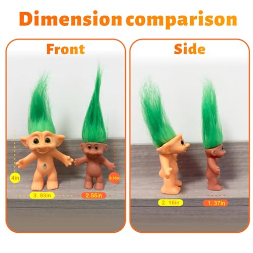 Vintage Troll Doll 7.5 Inch Green with Soft Hair – Collectible for School Projects, Crafts, Party Favors by Yintlilocn