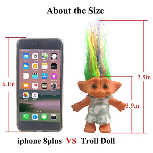 Vintage Troll Doll 7.5 Inch Green with Soft Hair – Collectible for School Projects, Crafts, Party Favors by Yintlilocn