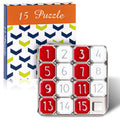 VioraWhite Metal Number Slide Puzzle – Red & White 15-Tile Brain Teaser for Teens and Adults