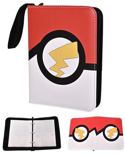 VIRIDI 4 Pocket Trading Card Binder - Red, Waterproof, Holds 400 Cards, Acid-Free Pages