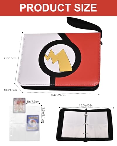 VIRIDI 4 Pocket Trading Card Binder - Red, Waterproof, Holds 400 Cards, Acid-Free Pages