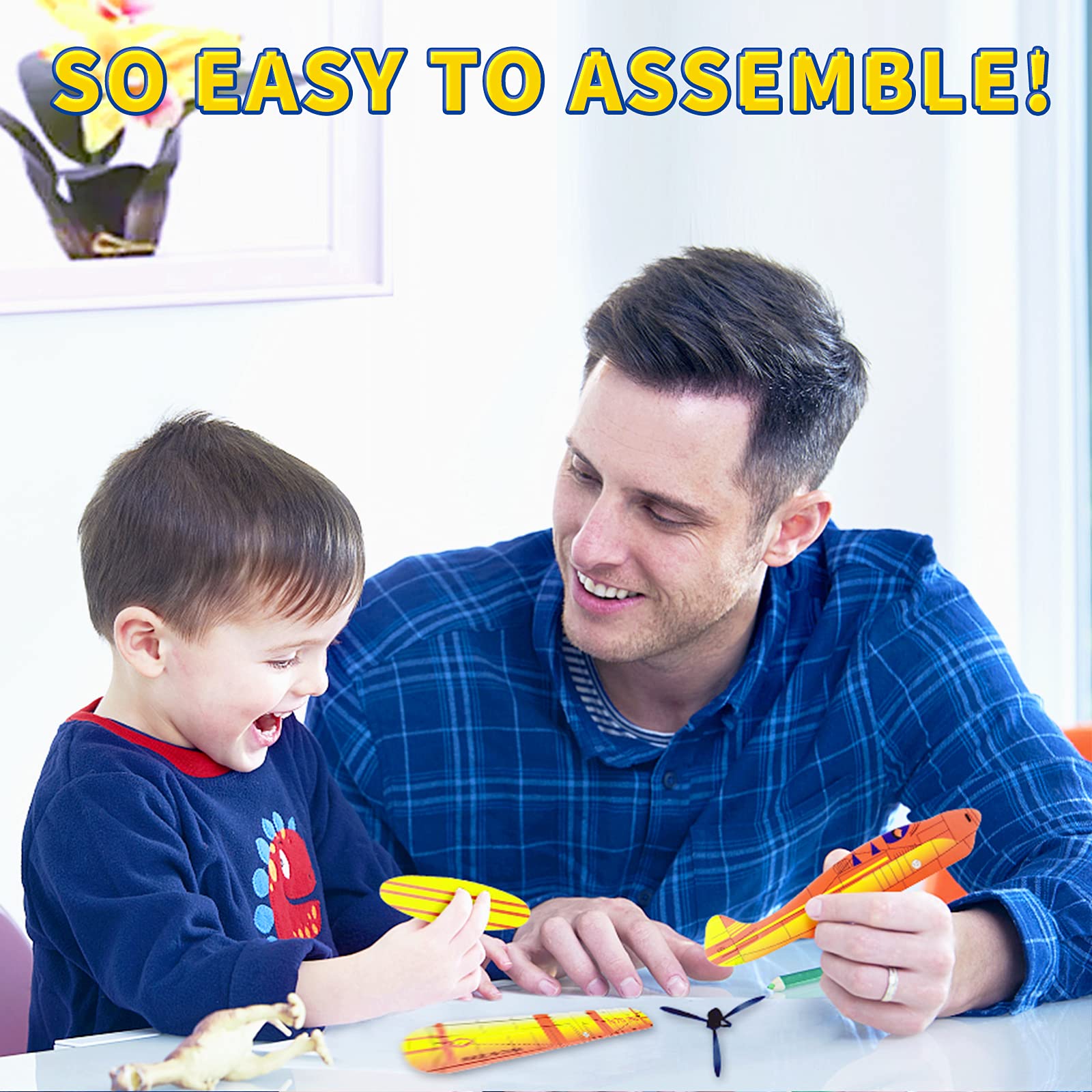 Visen 8-Inch Foam Glider Planes (12 Pack) - 12 Different Designs, Easy Assembly, Flying Toy for Kids Ages 3+