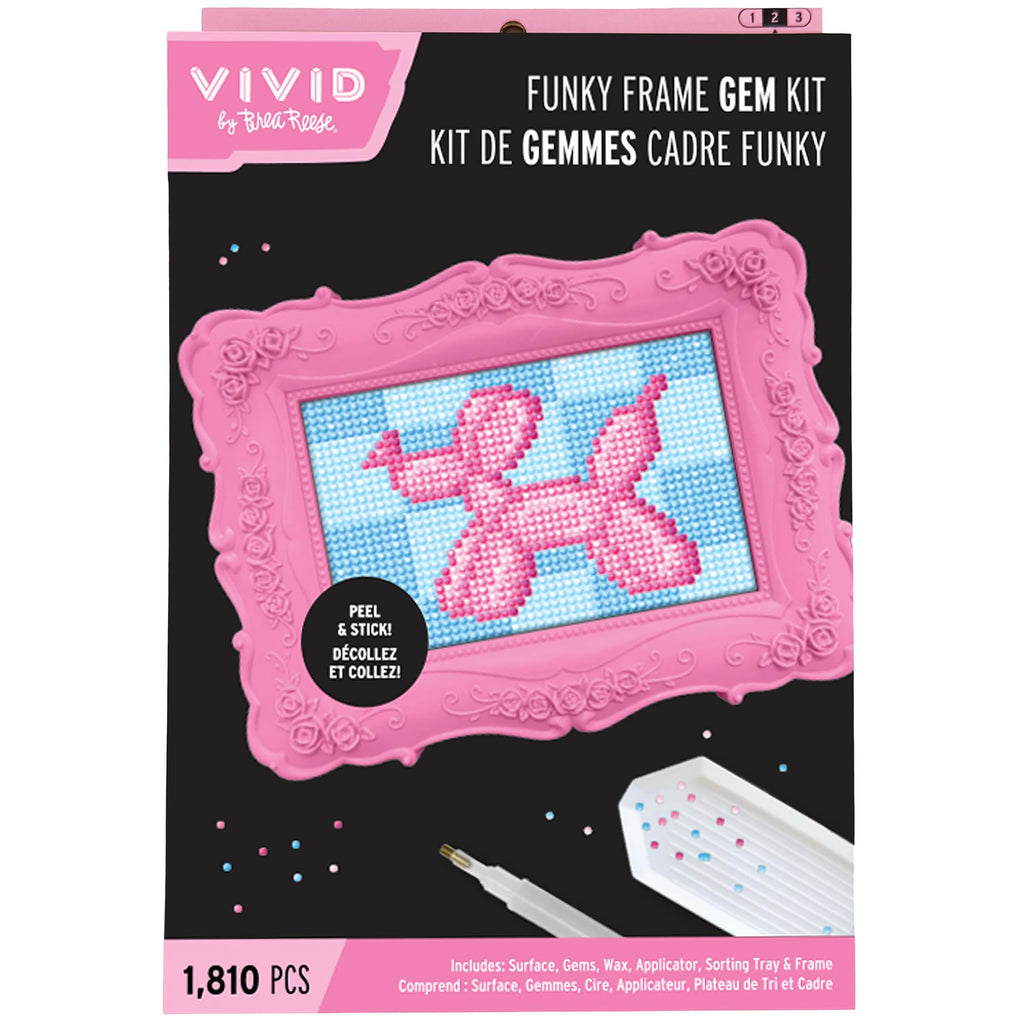 Vivid by Brea Reese Balloon Dog Gem Art Kit - Funky Frame, 1800 Gems, Peel & Stick Craft