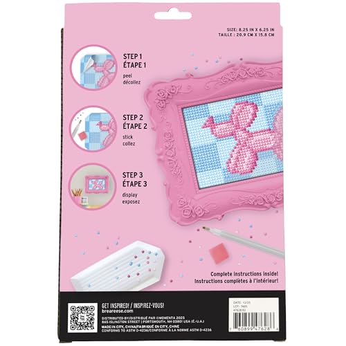 Vivid by Brea Reese Balloon Dog Gem Art Kit - Funky Frame, 1800 Gems, Peel & Stick Craft