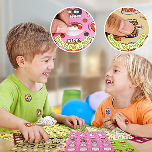 VKPI 1152 Scratch and Sniff Stickers - 24 Fruit & Food Scents, 48 Sheets, 144 Designs for Kids Rewards and Crafts