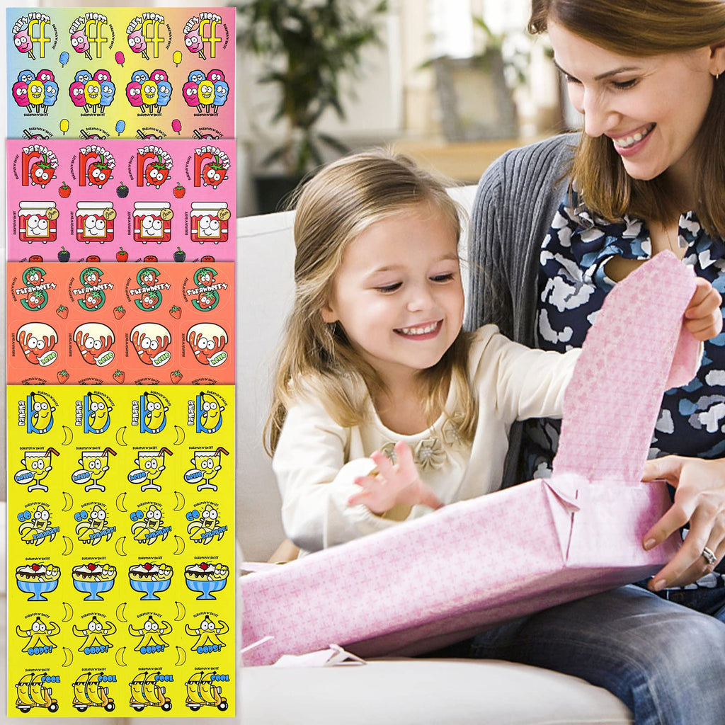 VKPI 1152 Scratch and Sniff Stickers - 24 Fruit & Food Scents, 48 Sheets, 144 Designs for Kids Rewards and Crafts