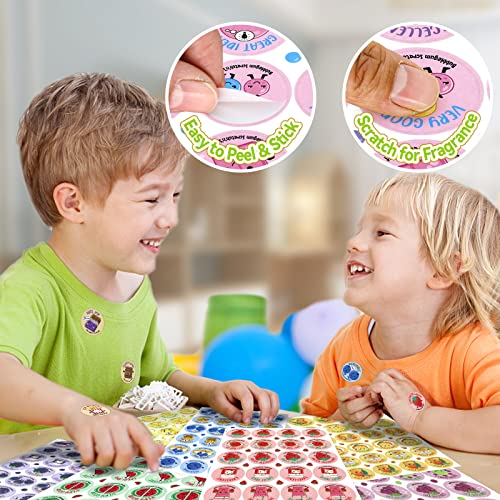 VKPI Scratch and Sniff Stickers – 1152 Pieces, 12 Scents, 48 Sheets, Natural Fragrance, Reusable – Perfect for Kids Rewards, Teachers, Party Favors, and Christmas Gifts