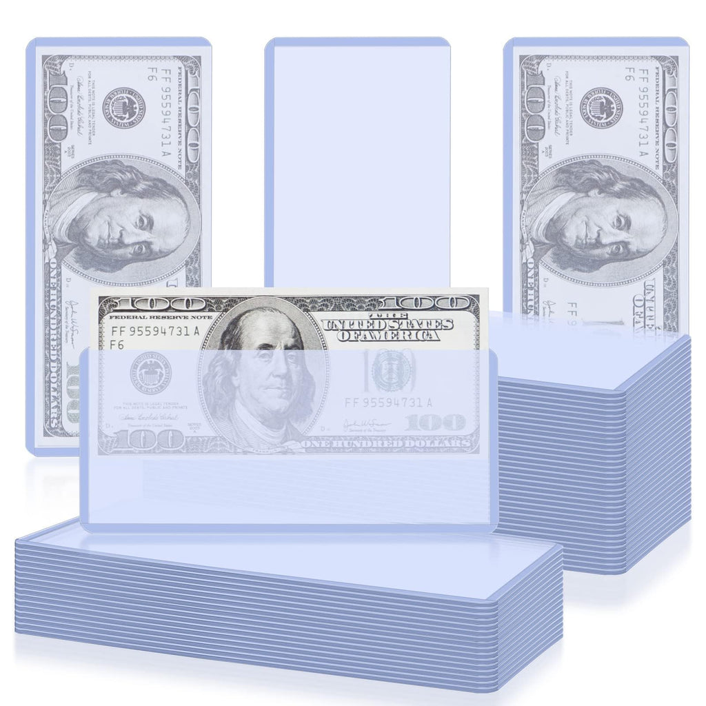 Vmiapxo 50 Pack Dollar Bill Sleeves - Clear Hard Plastic Currency Holders, Waterproof Top-Load Sleeves for Standard Bills and Collectibles