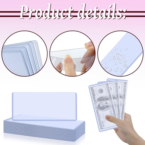 Vmiapxo 50 Pack Dollar Bill Sleeves - Clear Hard Plastic Currency Holders, Waterproof Top-Load Sleeves for Standard Bills and Collectibles