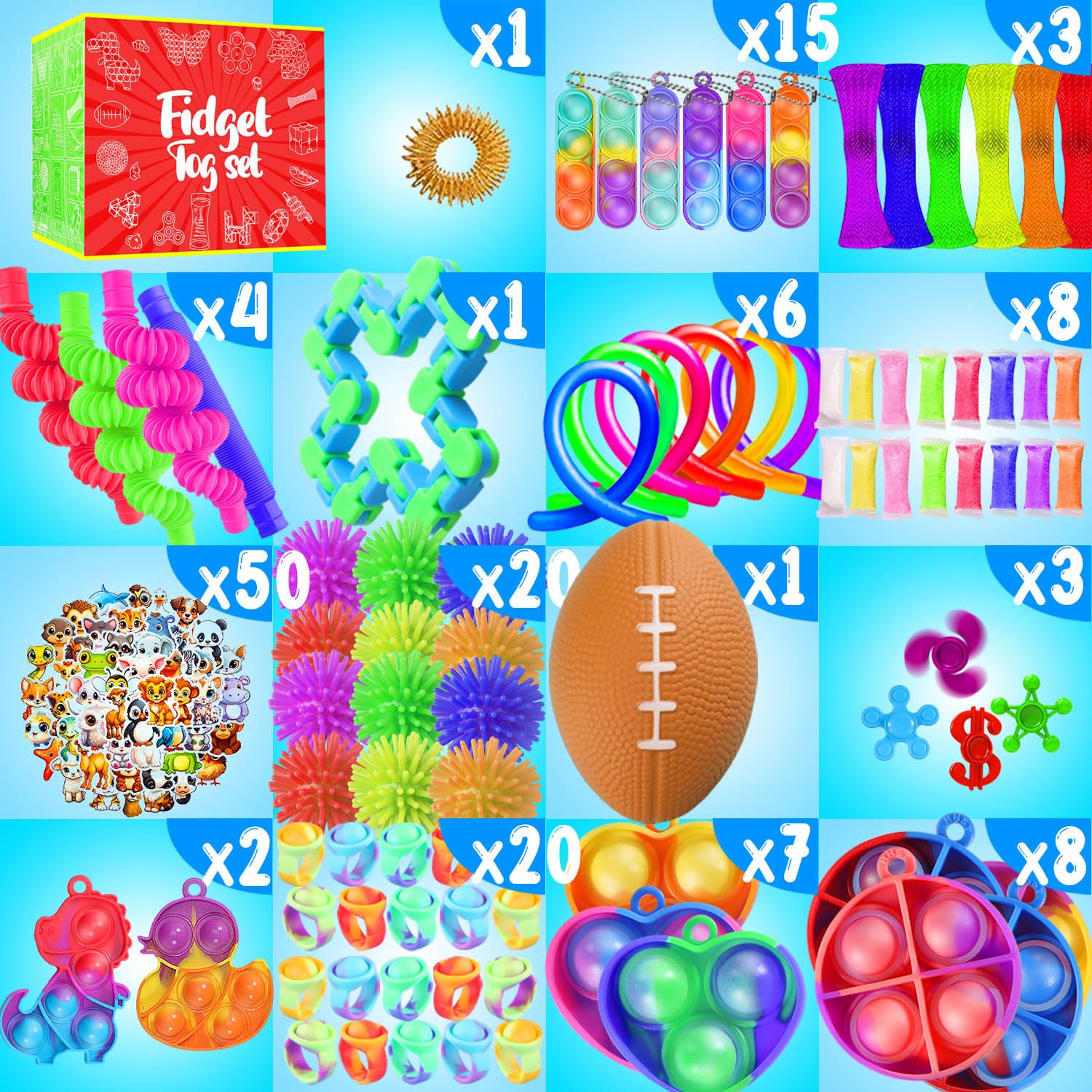 VNAMO 160-Pack Fidget Toys for Kids 4-12, Bulk Sensory Toys for Autism, Party Favors, Classroom Prizes, Stocking Stuffers, Goodie Bag Fillers