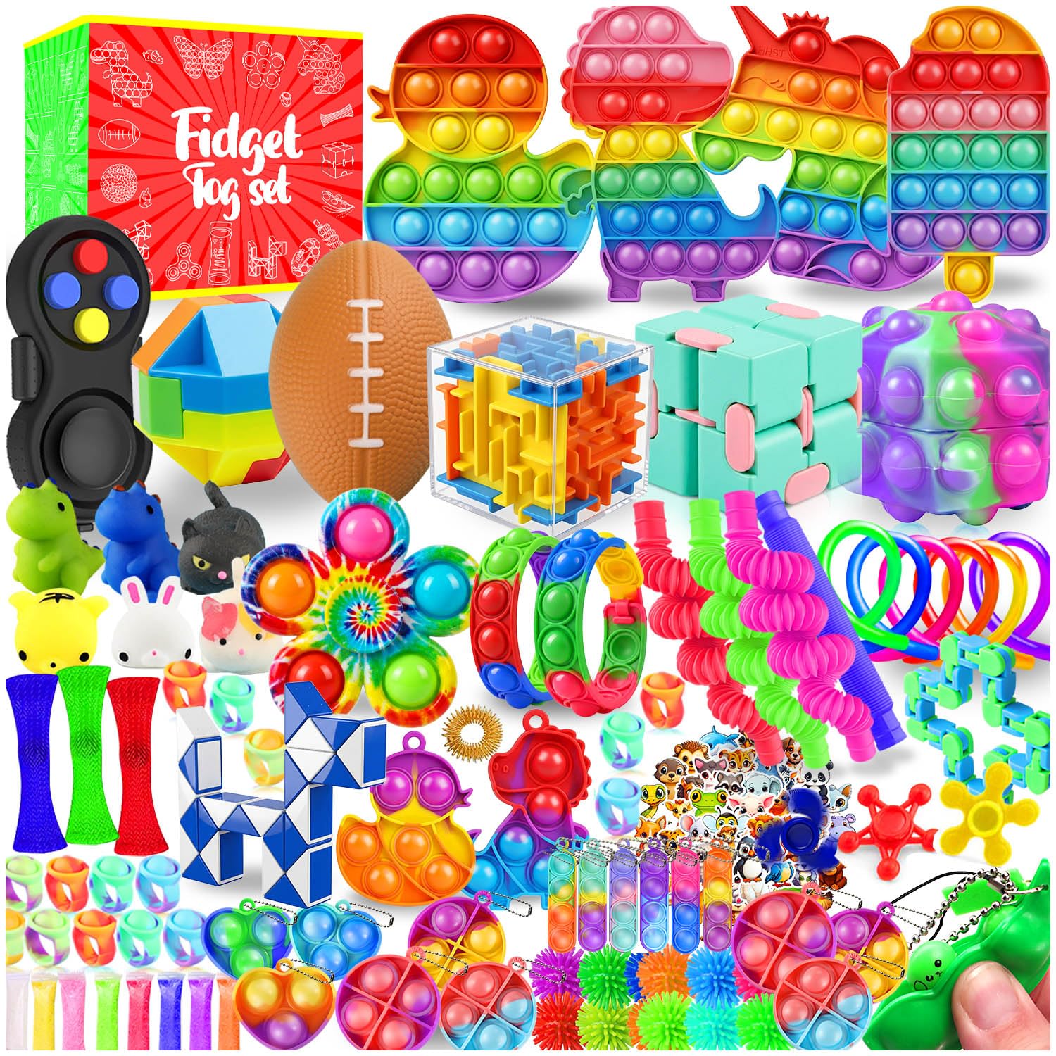 VNAMO 160-Pack Fidget Toys for Kids 4-12, Bulk Sensory Toys for Autism, Party Favors, Classroom Prizes, Stocking Stuffers, Goodie Bag Fillers