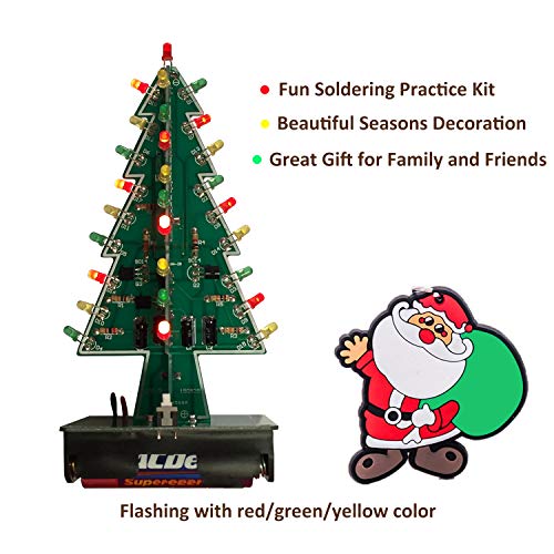 VOGURTIME 3D Christmas Tree Soldering Kit – DIY LED Flashing Light Project with 36 LEDs