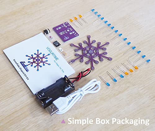 VOGURTIME Snowflake Soldering Practice Kit – 24 LEDs with 6 Flashing Effects, STEM DIY Electronics Project for Beginners