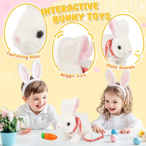 Voichic Bunby Interactive Robot Bunny - Hopping Plush Toy with Sounds and Ear Wiggling for Toddlers