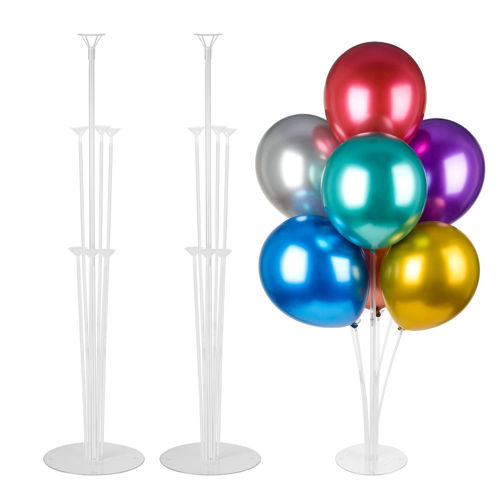 Voircoloria 2 Sets Balloon Stand Kit – Table Balloon Holder with PVC Base for Birthday, Graduation, Baby Shower & Gender Reveal Parties