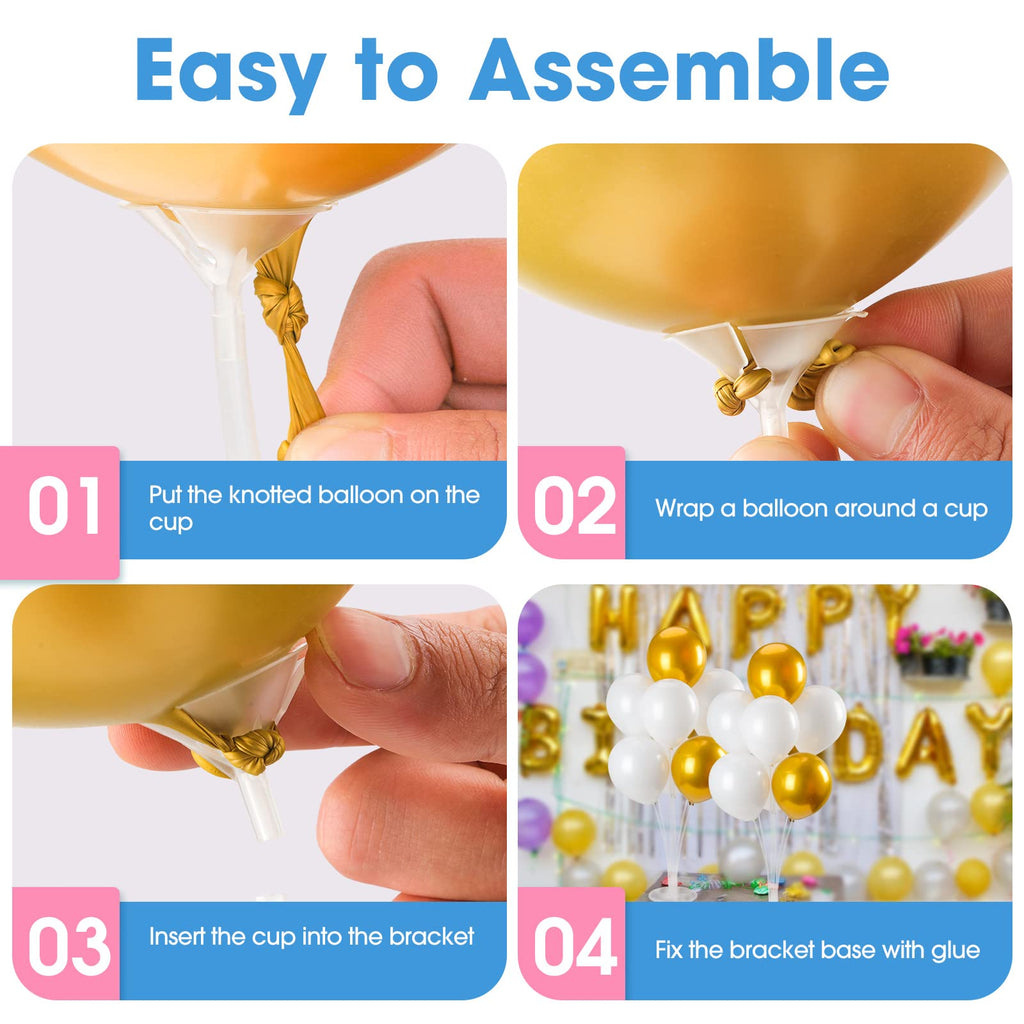 Voircoloria 2 Sets Balloon Stand Kit – Table Balloon Holder with PVC Base for Birthday, Graduation, Baby Shower & Gender Reveal Parties