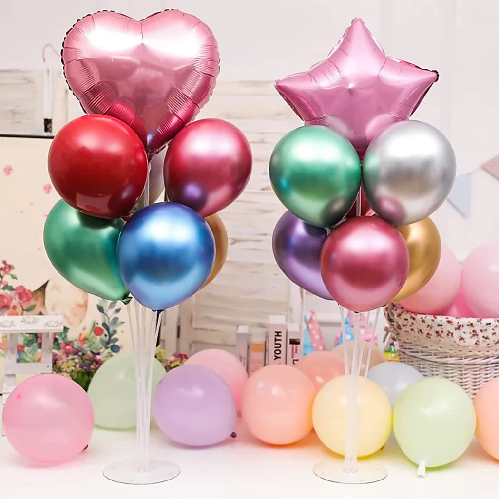Voircoloria 2 Sets Balloon Stand Kit – Table Balloon Holder with PVC Base for Birthday, Graduation, Baby Shower & Gender Reveal Parties
