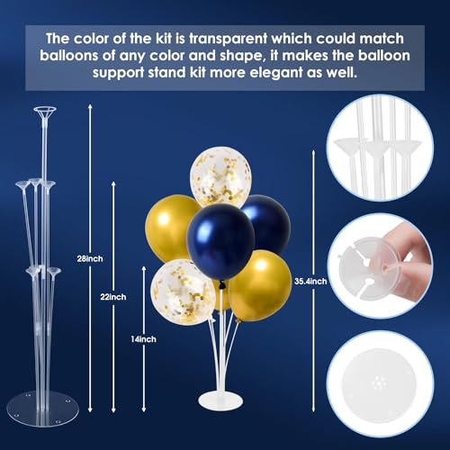 Voircoloria Balloon Stand Kit 4 Sets Navy Gold Party Decorations