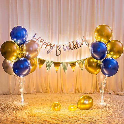 Voircoloria Balloon Stand Kit 4 Sets Navy Gold Party Decorations
