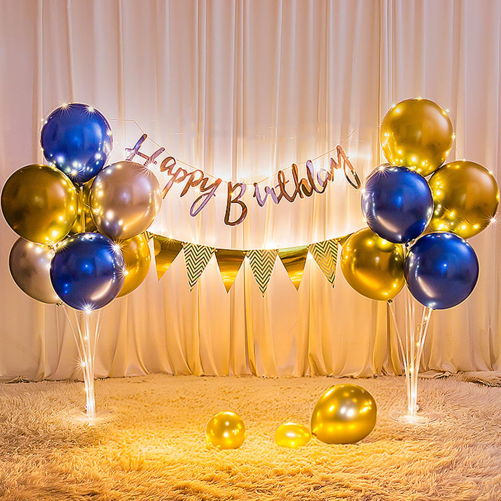 Voircoloria Balloon Stand Kit 4 Sets Navy Gold Party Decorations