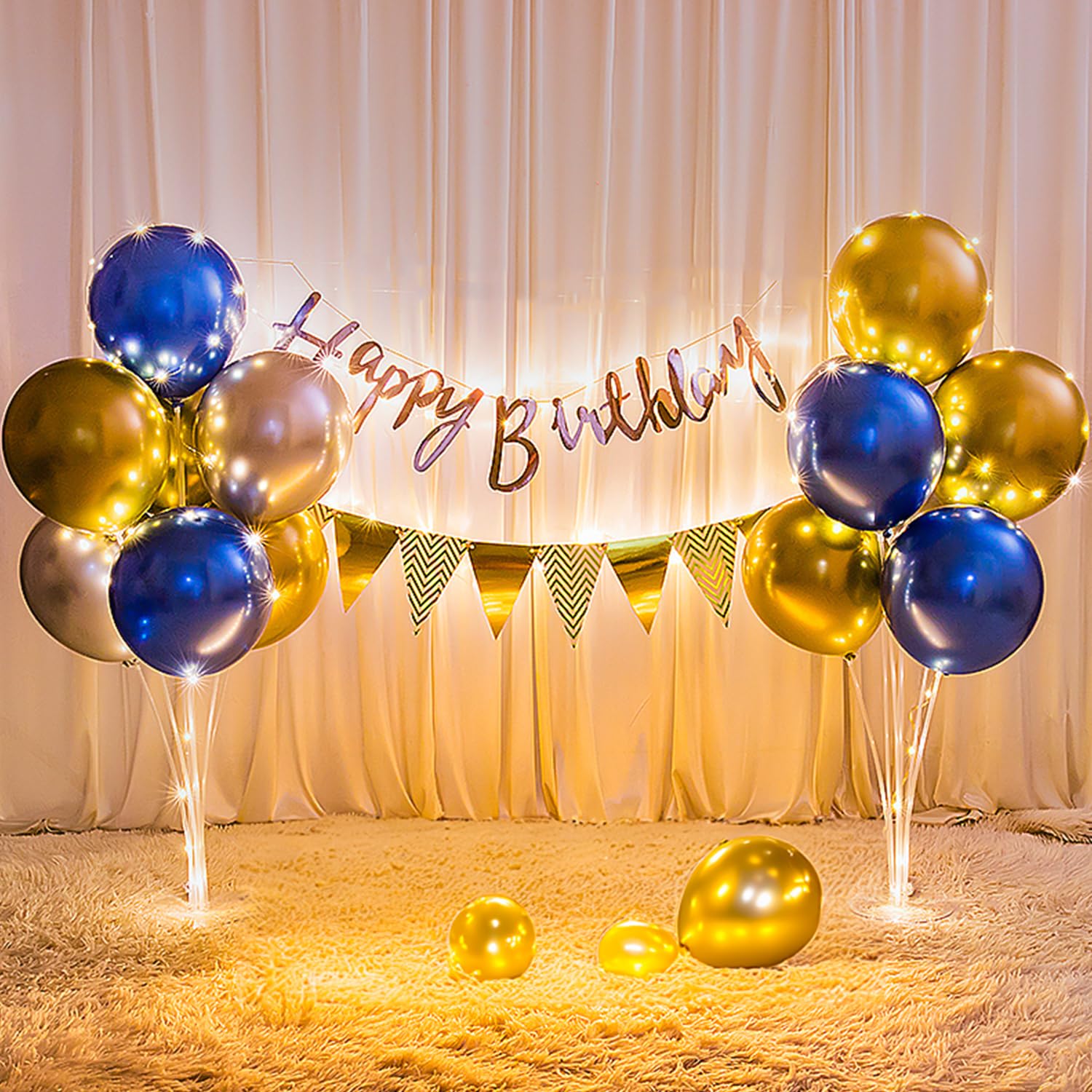Voircoloria Balloon Stand Kit 4 Sets Navy Gold Party Decorations