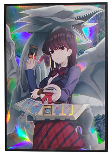 Volcanic Island 50-Pack Holographic Blue-Eyes White Dragon Top-Loading Card Sleeves for Yu-Gi-Oh and Japanese-Size Cards (63x90mm)