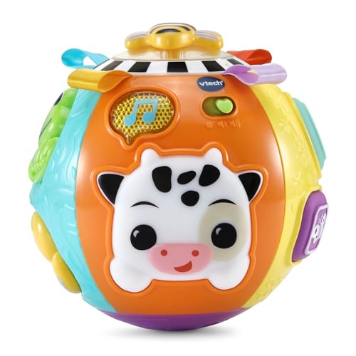 VTech Baby On-the-Moove Activity Ball – Motion-Activated Crawling Toy with Textures and Sounds, Orange