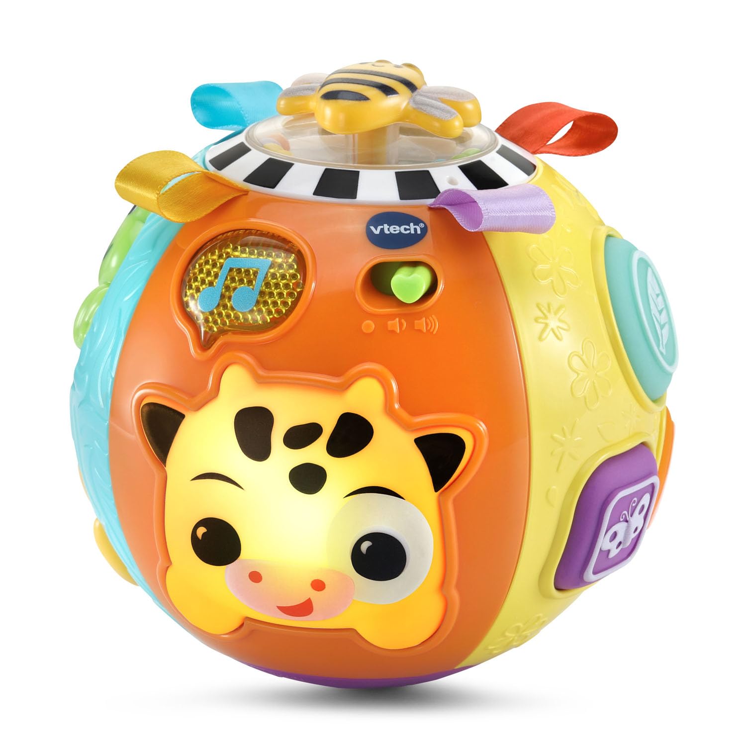 VTech Baby On-the-Moove Activity Ball – Motion-Activated Crawling Toy with Textures and Sounds, Orange