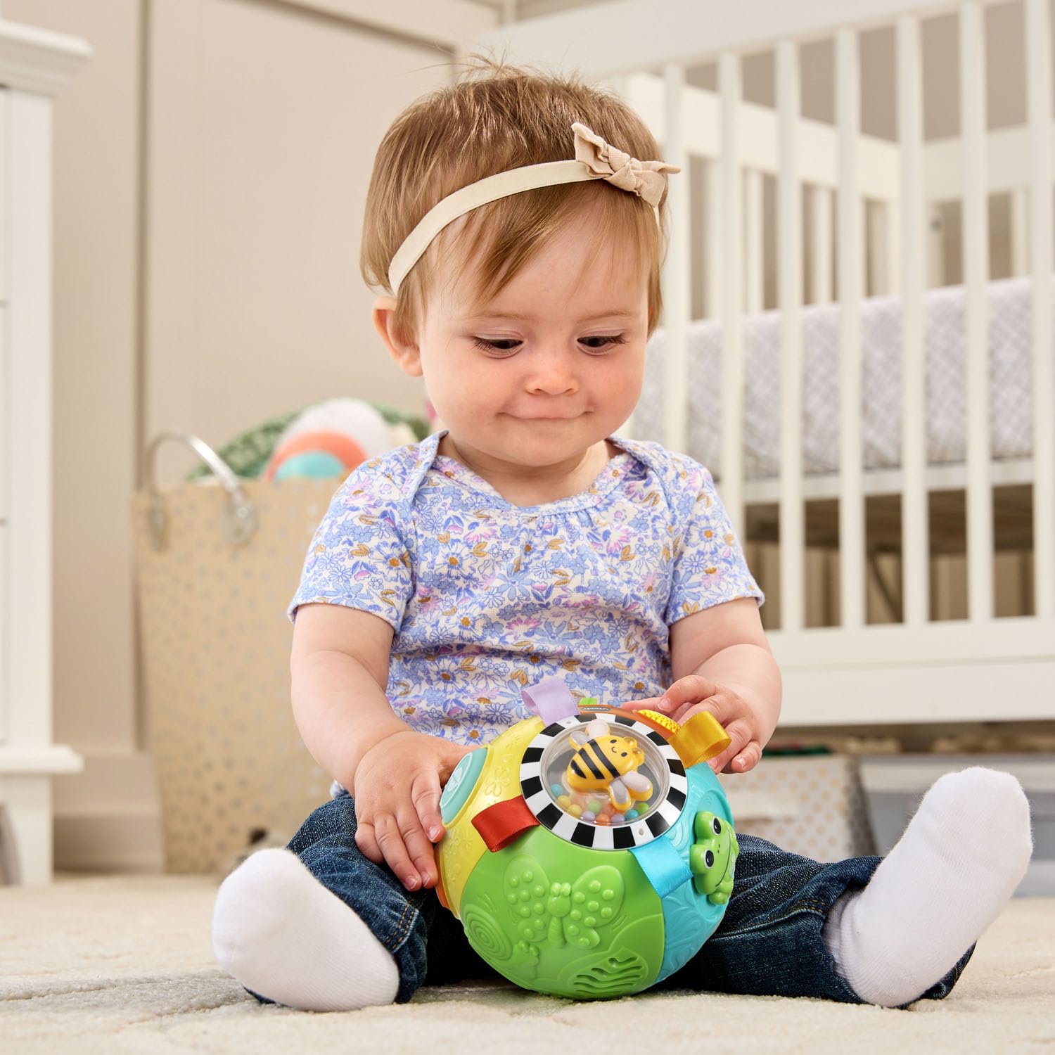 VTech Baby On-the-Moove Activity Ball – Motion-Activated Crawling Toy with Textures and Sounds, Orange