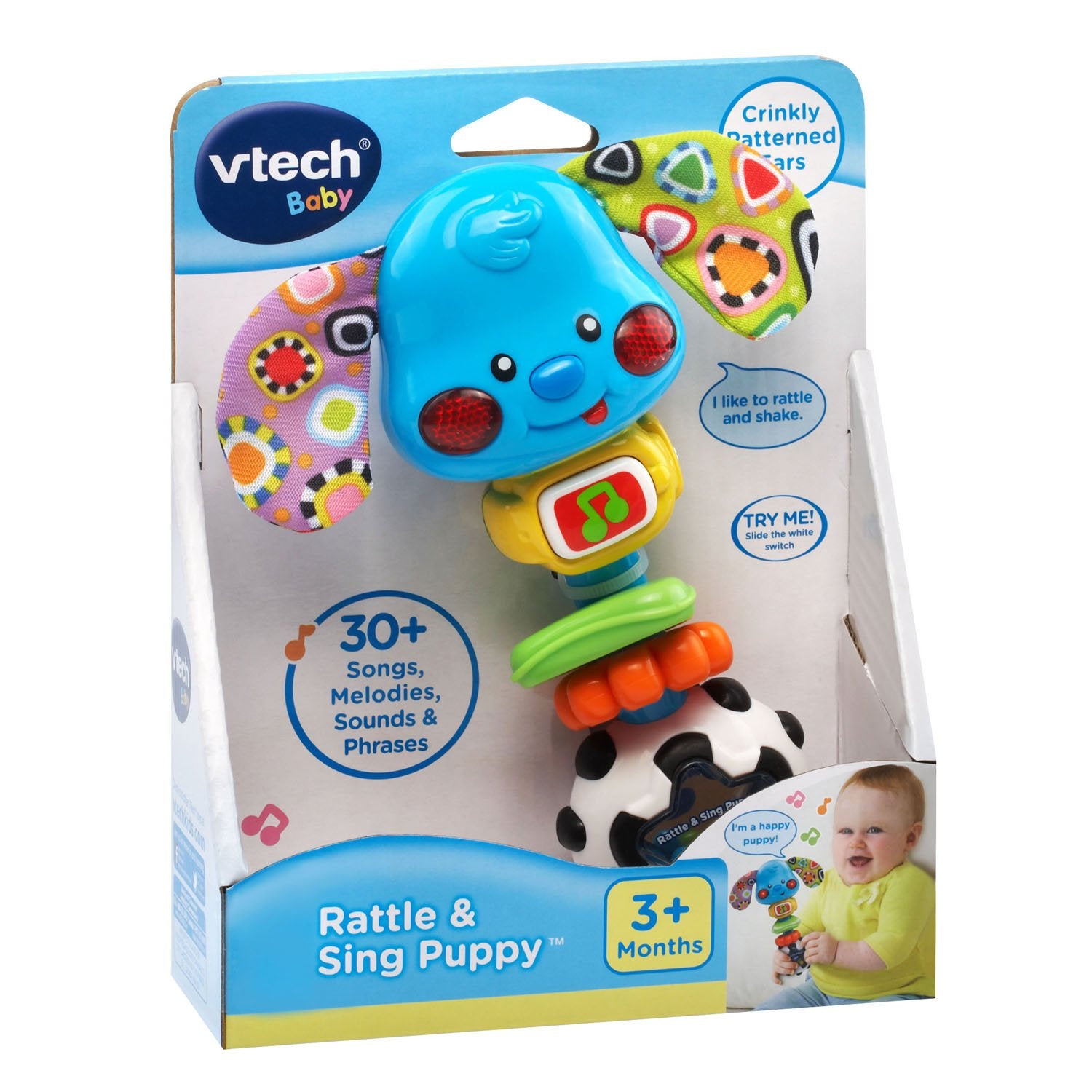 VTech Baby Rattle and Sing Puppy - Interactive Toy with Lights, Songs, and Textured Rings
