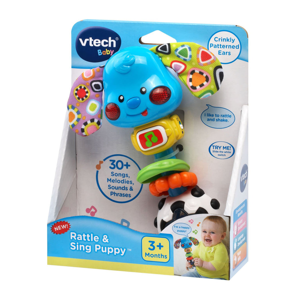 VTech Baby Rattle and Sing Puppy - Interactive Toy with Lights, Songs, and Textured Rings