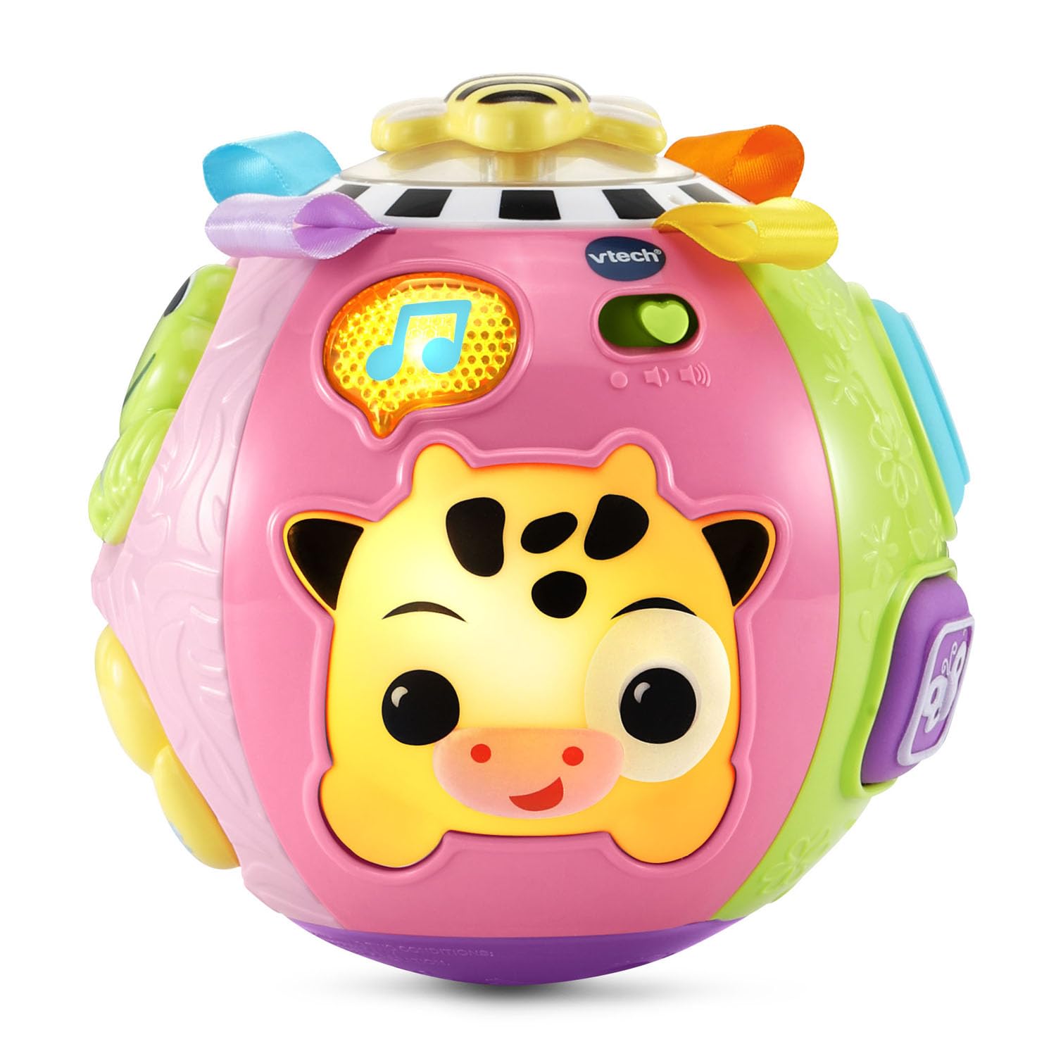 VTech On-the-Moove Activity Ball, Pink – Motion-Activated Crawling Toy with Textures and Animal Friends