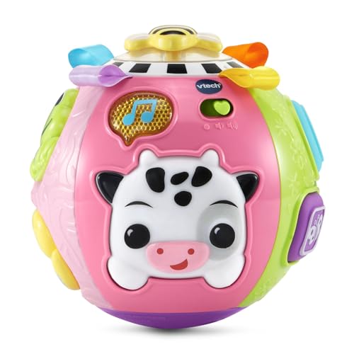 VTech On-the-Moove Activity Ball, Pink – Motion-Activated Crawling Toy with Textures and Animal Friends