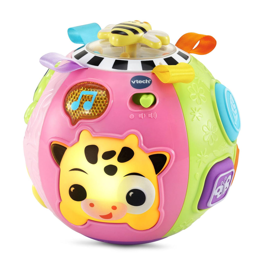VTech On-the-Moove Activity Ball, Pink – Motion-Activated Crawling Toy with Textures and Animal Friends
