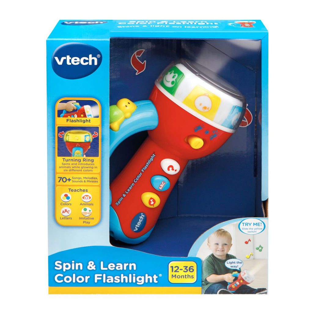 VTech Spin & Learn Color Flashlight – Toddler Learning Toy with Light, Sounds, and Colors