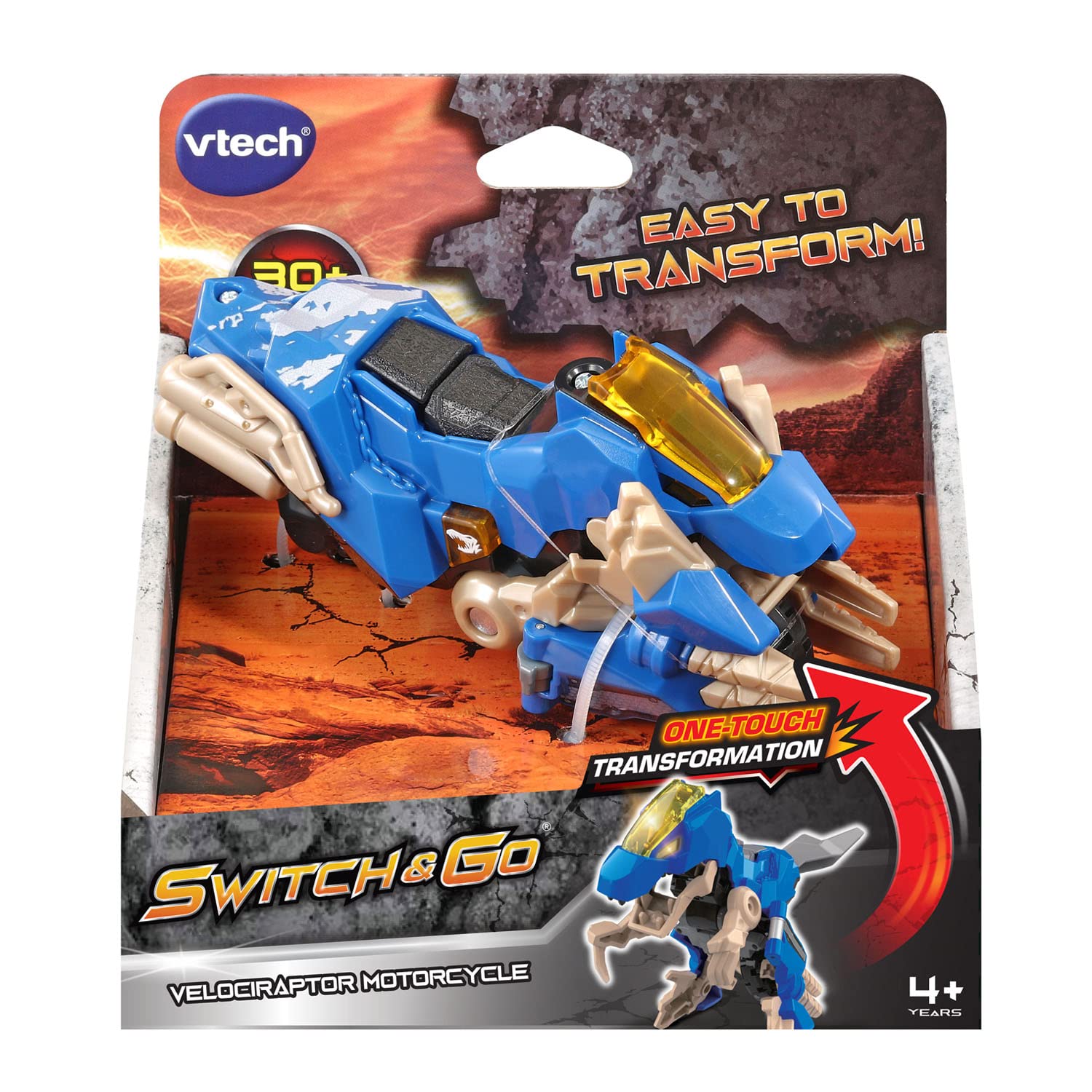VTech Switch and Go Velociraptor Motorcycle – One-Touch Transforming Toy for Kids Ages 4+
