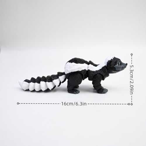 VUNDO 3D Printed Articulated Skunk Fidget Toy – 6-Inch Grey Flexible Desk Decoration