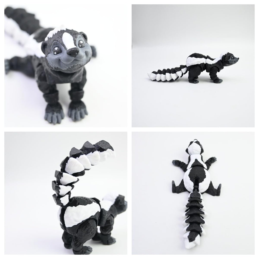 VUNDO 3D Printed Articulated Skunk Fidget Toy – 6-Inch Grey Flexible Desk Decoration