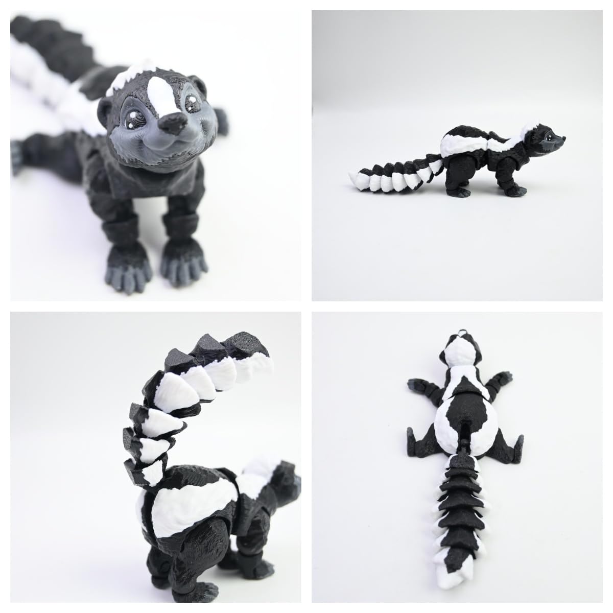 VUNDO 3D Printed Articulated Skunk Fidget Toy – 6-Inch Grey Flexible Desk Decoration