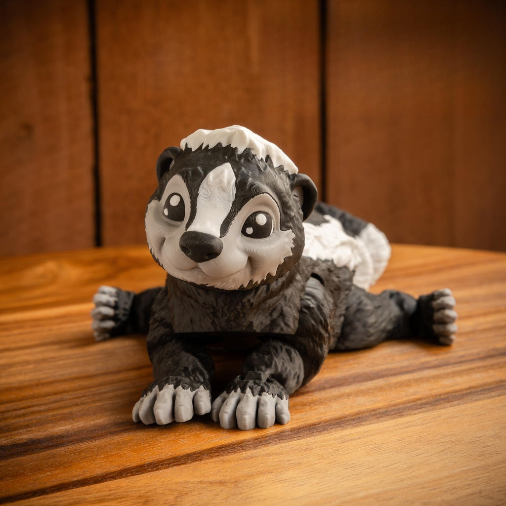 VUNDO 3D Printed Articulated Skunk Fidget Toy – 6-Inch Grey Flexible Desk Decoration