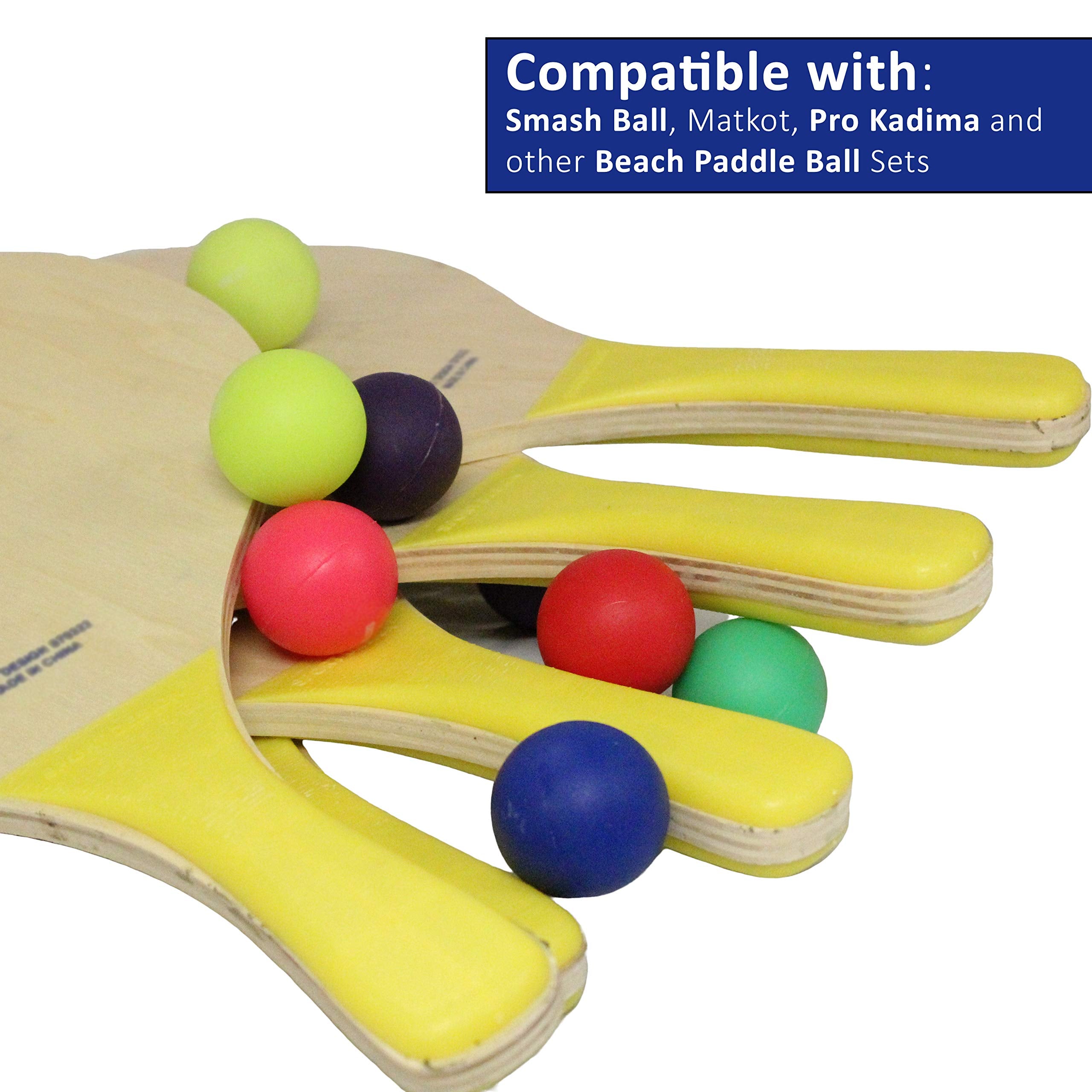 W4W Beach Paddle Ball Replacement Balls – Set of 7, Waterproof, Low Resilience, 1.25 Inch Diameter