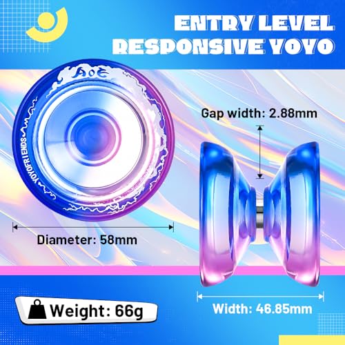Wabesmanis AOE Responsive & Unresponsive Yoyo – Beginner to Pro, with Finger Spin, 10 Strings, Bearing Tool