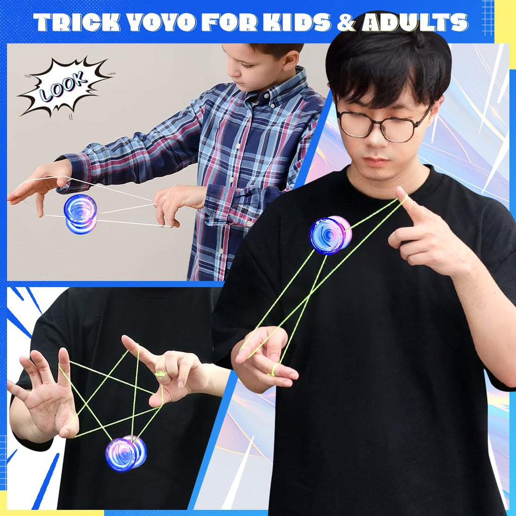 Wabesmanis AOE Responsive & Unresponsive Yoyo – Beginner to Pro, with Finger Spin, 10 Strings, Bearing Tool