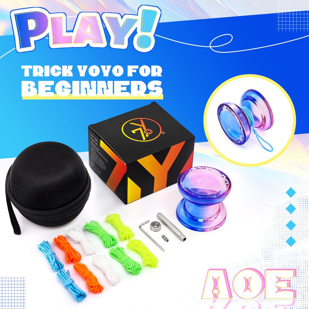 Wabesmanis AOE Responsive & Unresponsive Yoyo – Beginner to Pro, with Finger Spin, 10 Strings, Bearing Tool