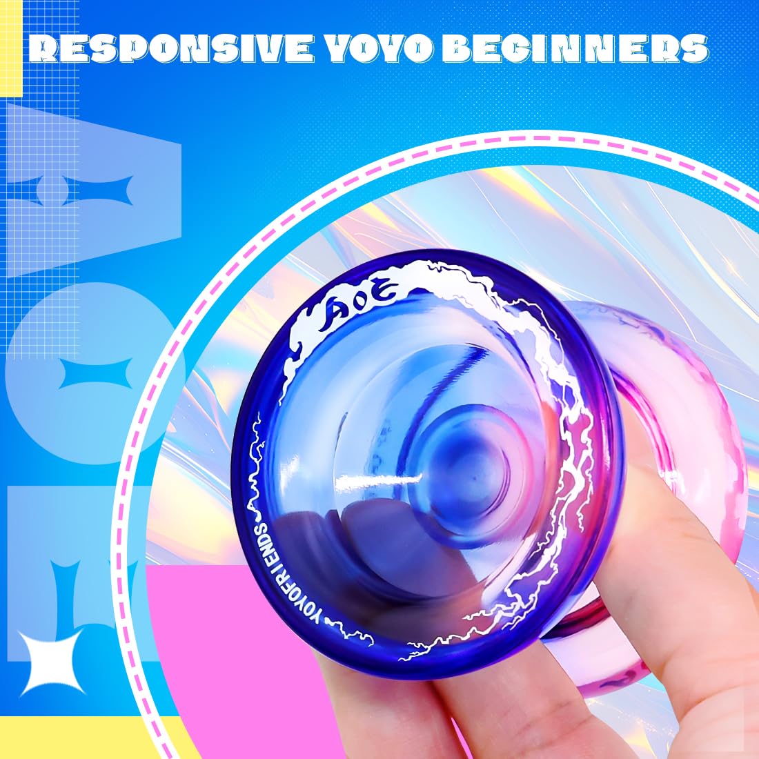 Wabesmanis AOE Responsive & Unresponsive Yoyo – Beginner to Pro, with Finger Spin, 10 Strings, Bearing Tool