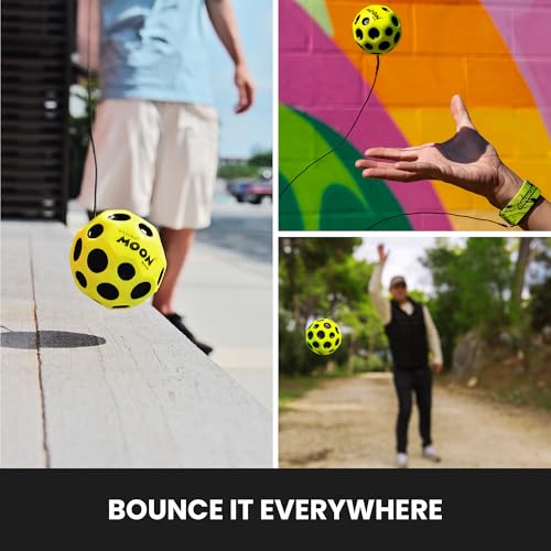 Waboba Bounceback Returning Moon Ball – Hyper-Bouncy Ball Returns to You, 49g, Yellow, Ages 8+