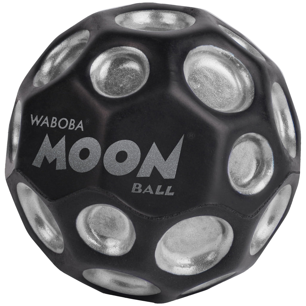 Waboba Moon Ball - Hyper Bouncy Ball with Pop Sound - Black/Silver